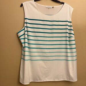 Calvin Klein Women's Tank Top, Green Stripes, Size 3x